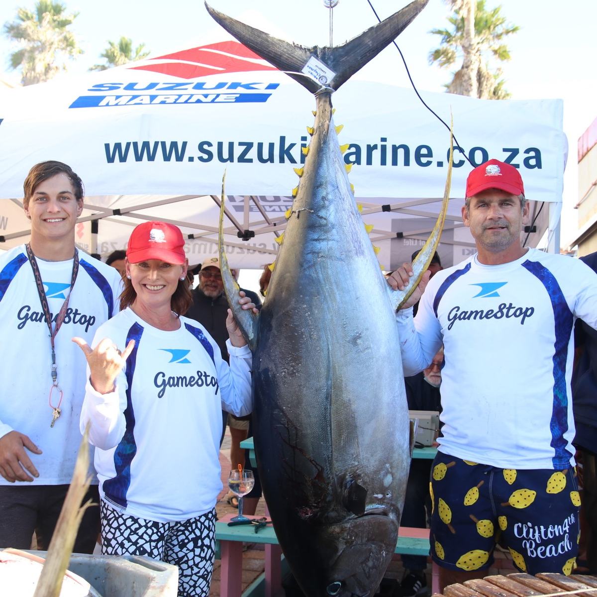 Prize yellowfin tuna at a fishing tournament